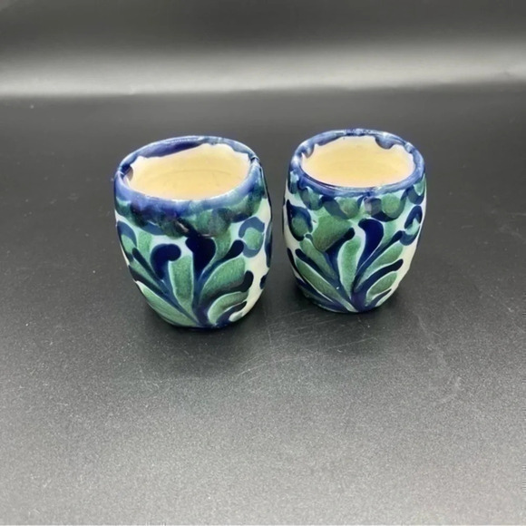 TALAVERA Mezcal Shot Glass Set of 2 Bird Blue Motif - Picture 7 of 7
